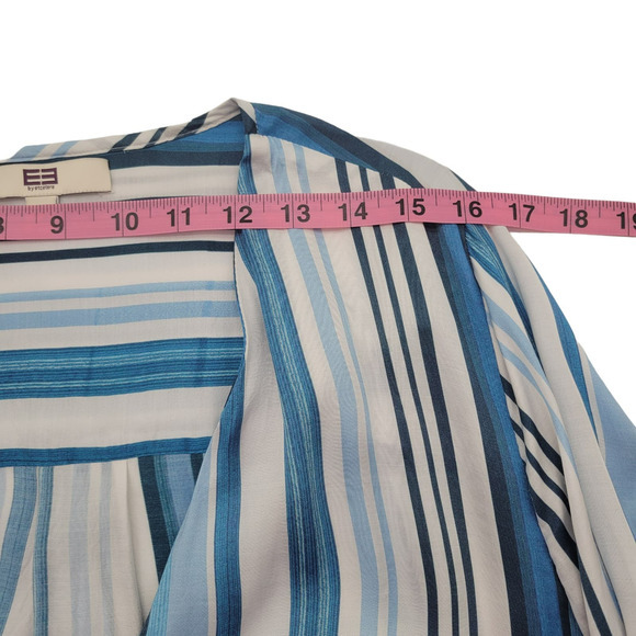 E3 by Etcetera Striped Low Cut V-Neck Soft Blouse Womens Sz 12 - Picture 9 of 11